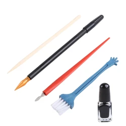 5PCS Scratch Art Tool with Dual-tip Scratch Pen Repair Ink Scratching Tool Wooden Stylus Clean Brush for Art Drawing