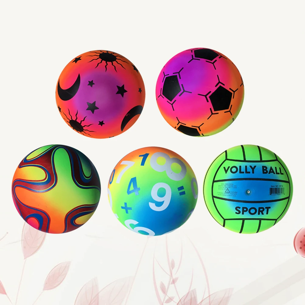 5 pçs bola gradiente salto elástico flaping kickball handebol praia crianças piscina brinquedos ao ar livre cor brilhante