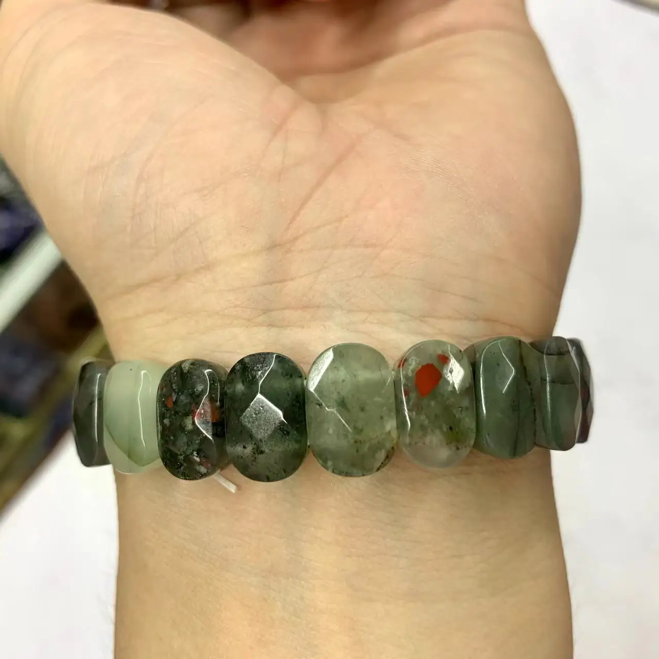 African Bloodstone / Heliotrope Stone Beads Bracelet Natural Gemstone Bangle For Women For Men Wholesele !