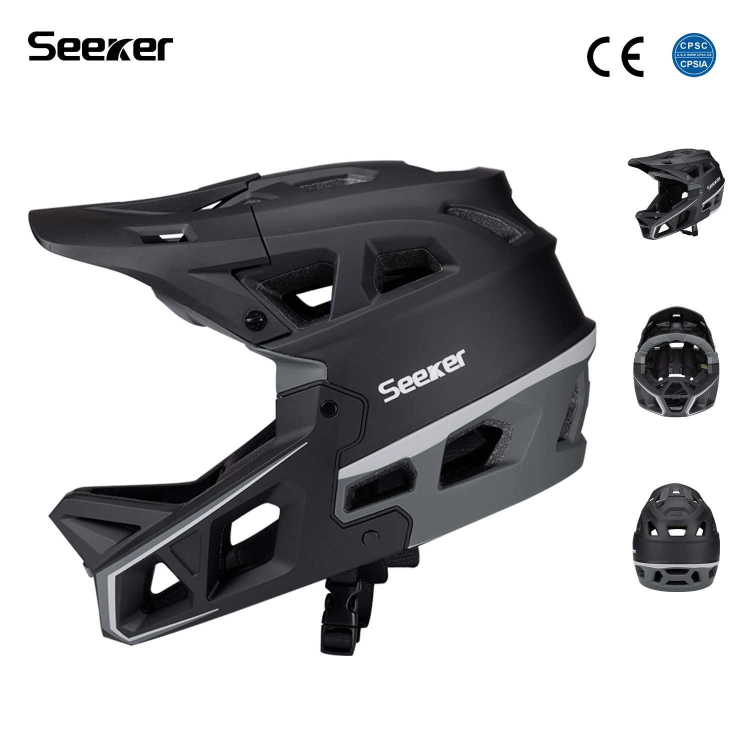 SEEKER Mountainbike Cross-Country Vollvisierhelm Fahrrad Downhill DH Cross-Country MTB Helm Outdoor-Sport Reithelm