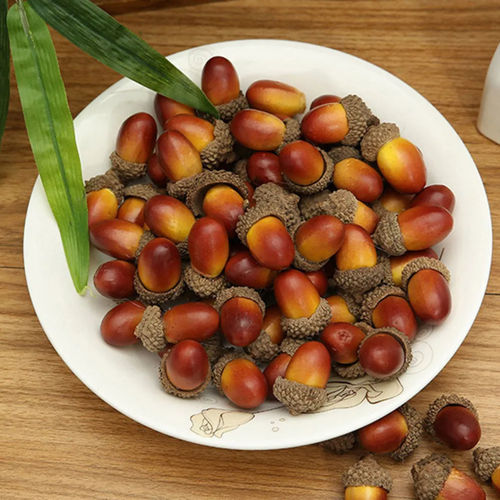 40Pcs Artificial Acorns Realistic Small Acorn Decor for Christmas Party Wedding DIY Crafts Photography Props Thanksgiving