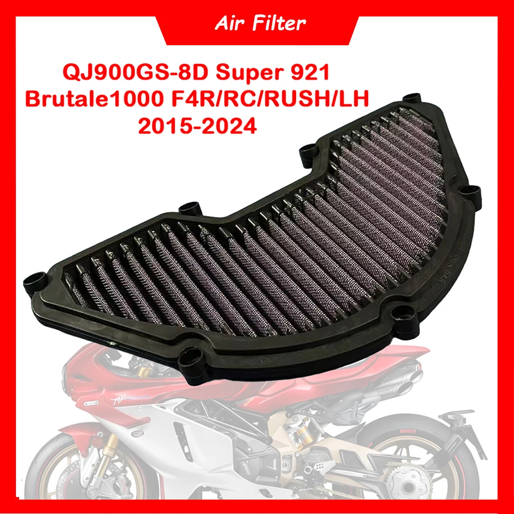 Filtro de ar mais limpo para motocicleta, filtro de entrada de ar para mv agusta brutale1000 f4r/rc/rush/lh 2015-2024 qjmotor QJ900GS-8D super 921