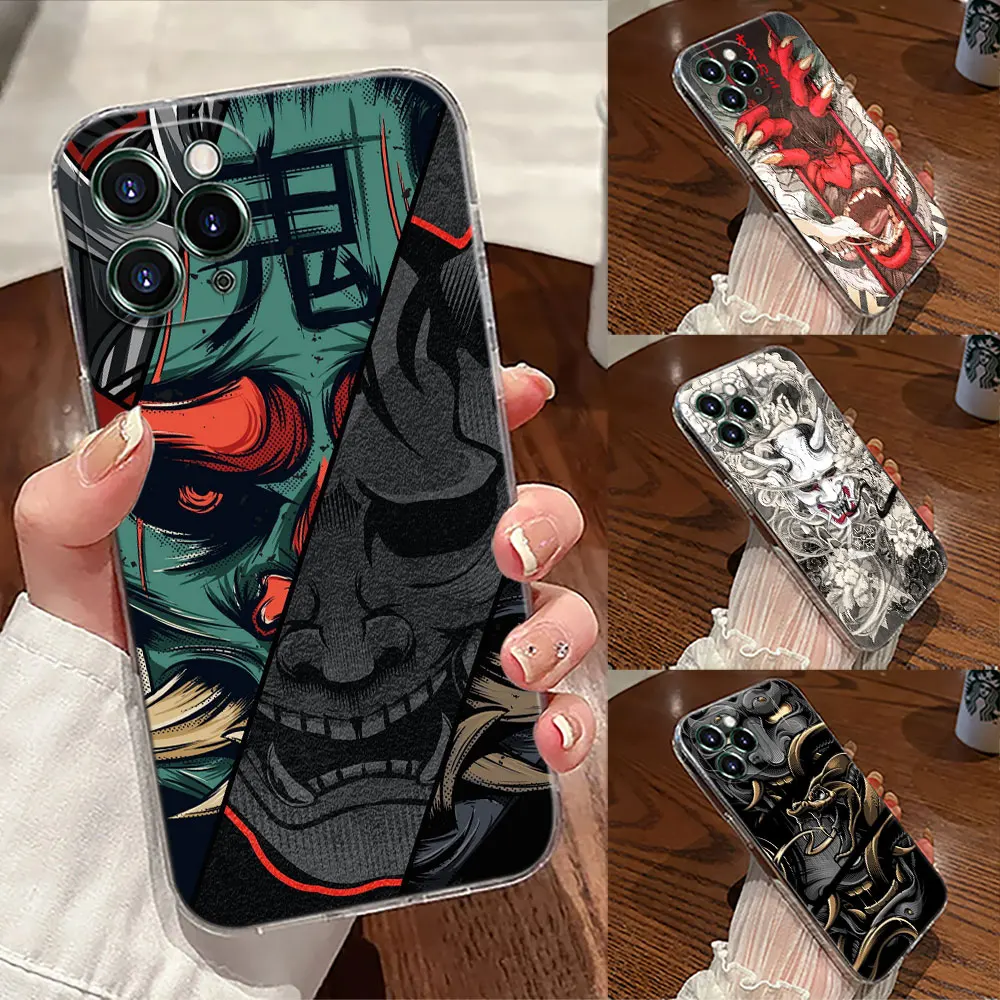 

Samurai Ghost Hannya Ukiyo-E Mask Tattoo Case For Apple iPhone 17 16 15 14 13 12 11 Pro Max 16 Plus 16E 17Air 17Pro Phone Covers