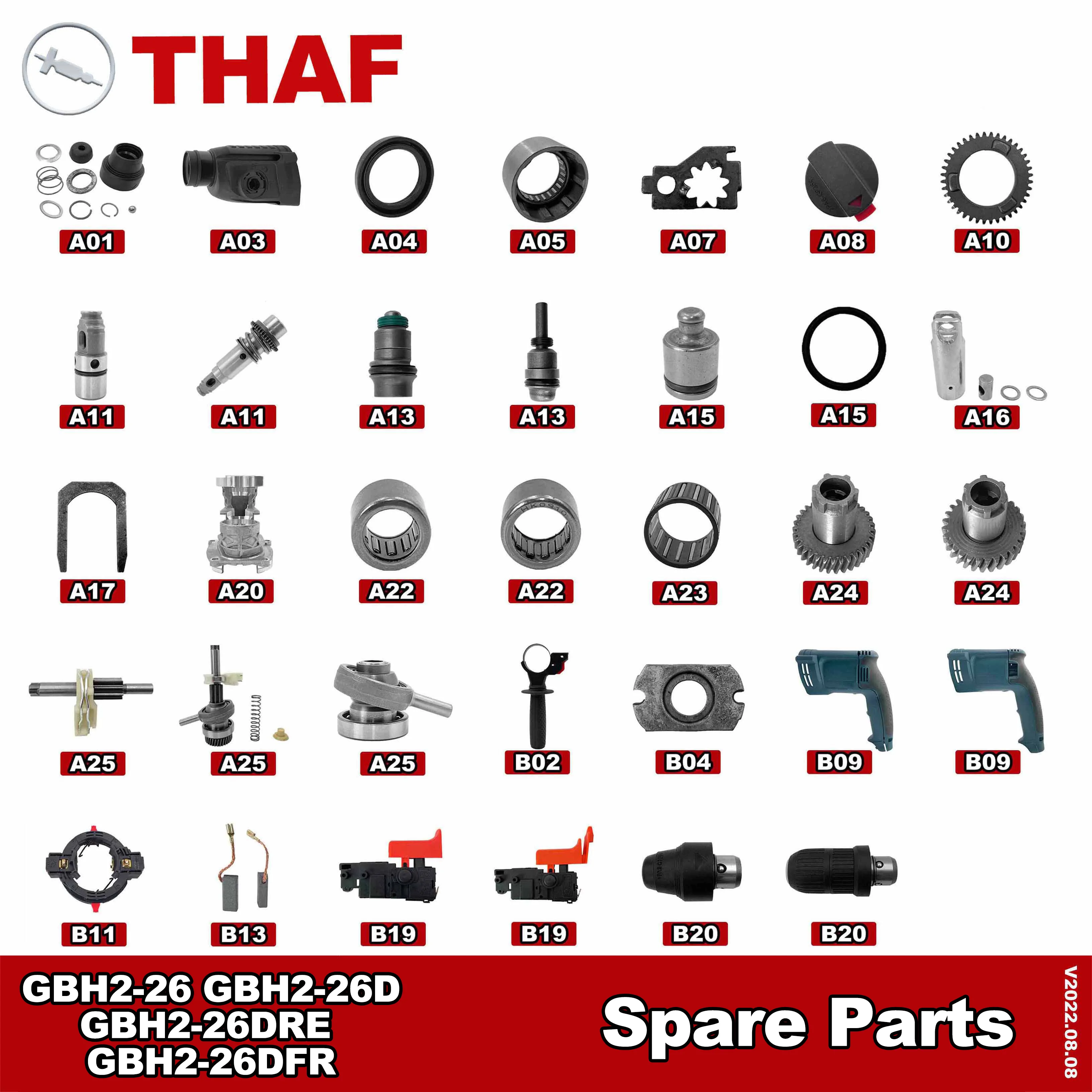 Replacement Spare Parts Power Tool Part Accessories For BOSCH Rotary Hammer GBH2-26 GBH2-26D GBH2-26DRE GBH2-26DFR GBH 2-26