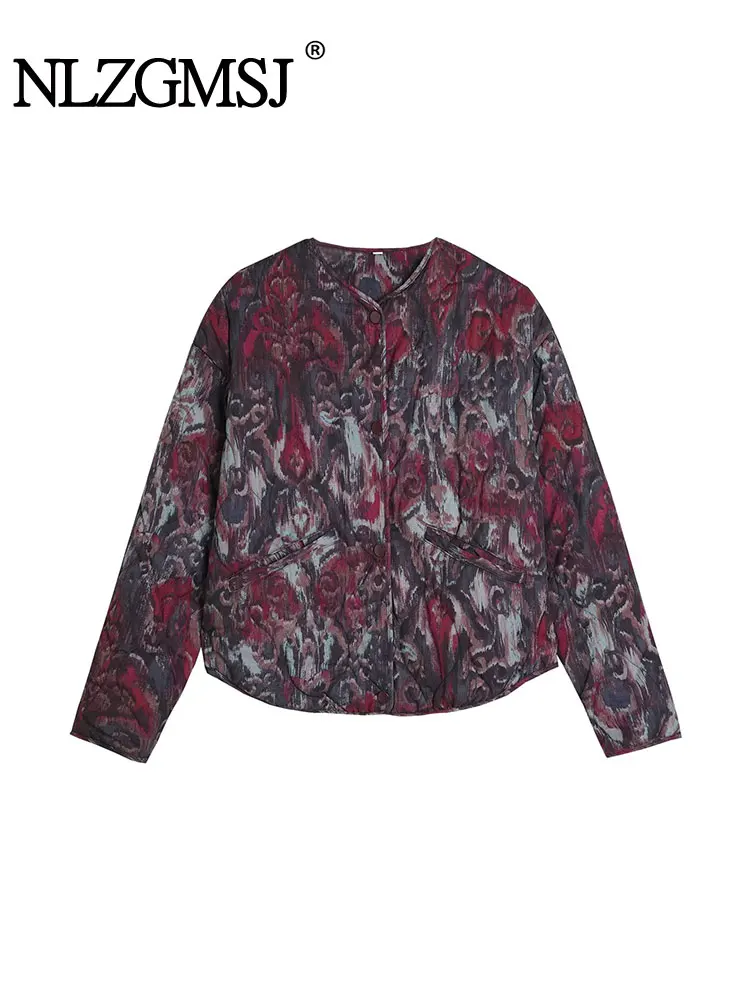 

NLZGMSJ 2025 Women's Jacket Printing Snap Fastener Color Coat Fashion Open Collar Jackets Streetwear New In Outerwears