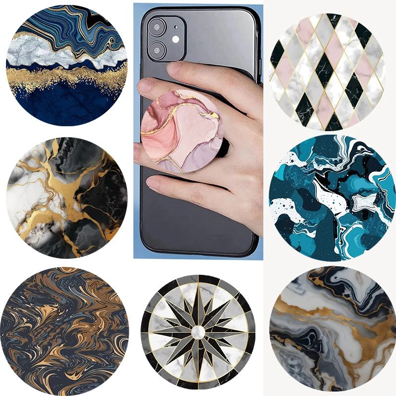 

Luxury Marble Phone Socket Popping Exquisite Ring Buckle Mobile Phone holder, Extendable And Suitable For Various Mobile Phones