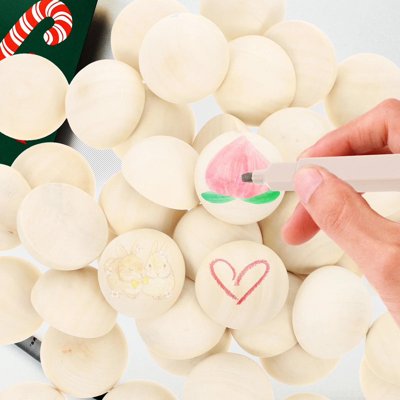 

50Pcs Hemisphere Wood Craft Balls Easy to Paint and Graffiti for Creative DIY Projects and Decorations Half Craft Balls