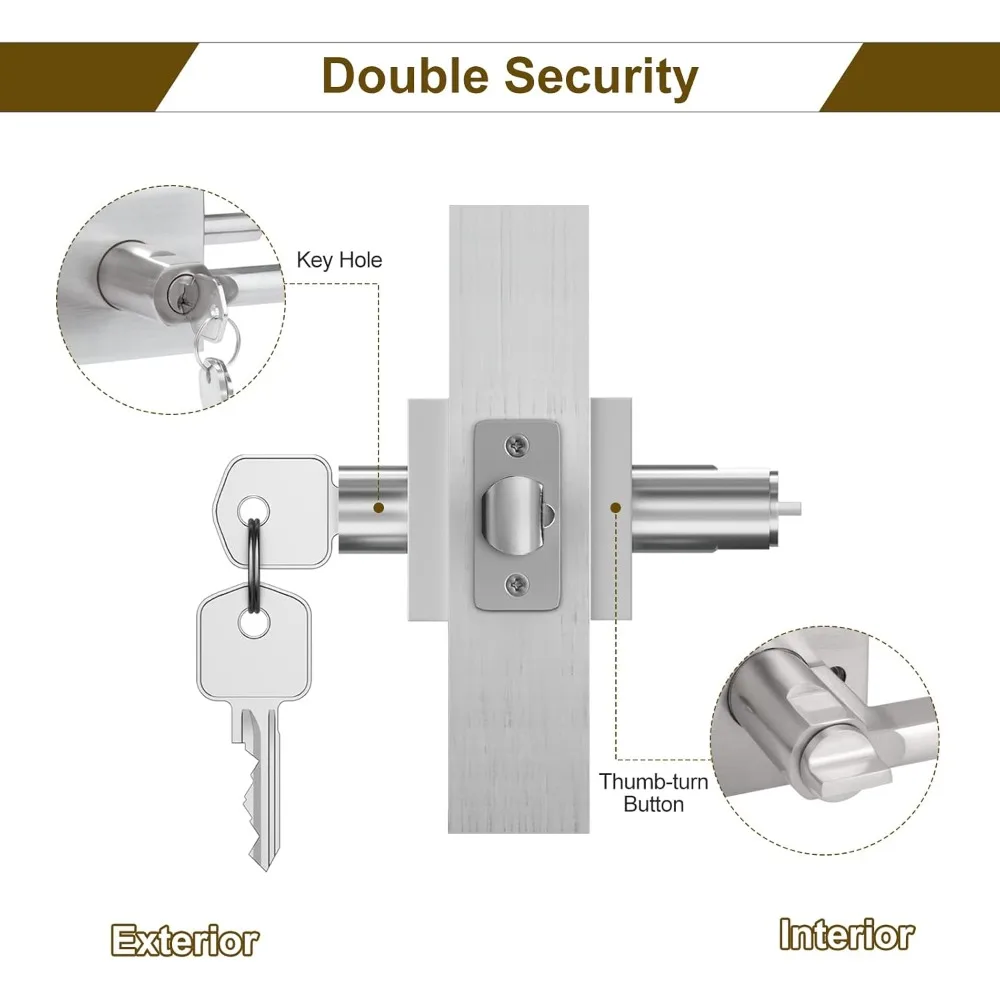 

6 Pack Entry Exterior Door Levers Locksets with Lock and Keys Door Knobs Interior Modern Entrance Door Handle Heavy Duty