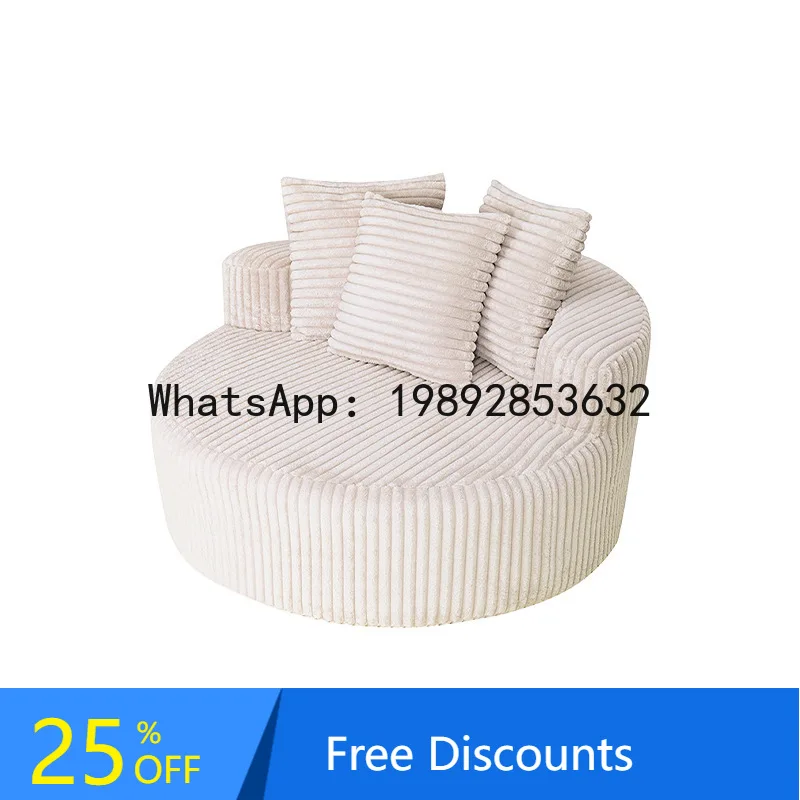 

CZ vacuum compression single casual sofa chair bedroom corduroy sofa seat lazy round sofa chair