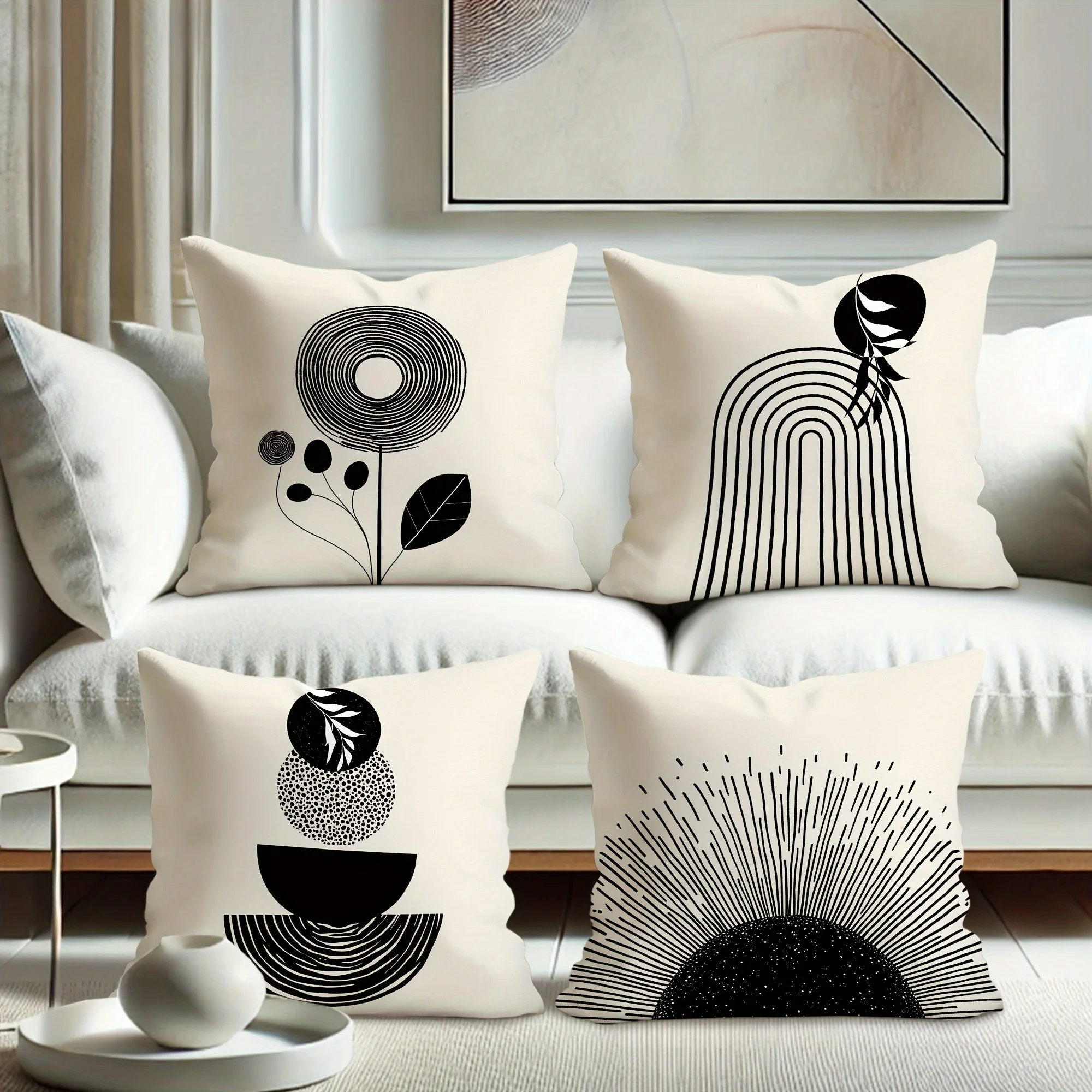 4 fundas corativas mornas en tonos neutros y blanco - fundas  almohada suaves cuadradas y rectangulares para sofá, cama o