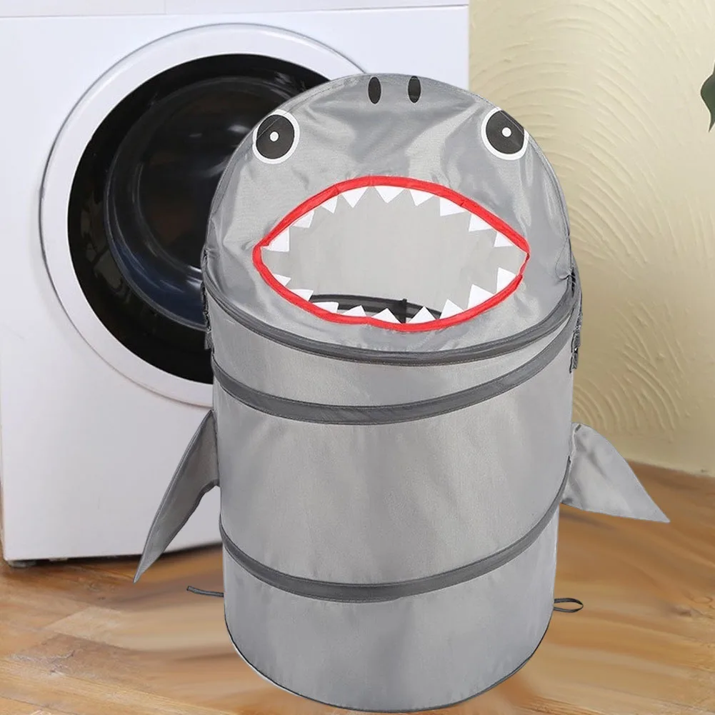 For Shark Fold Flat Hamper for Toys Laundry Towels Bedding with Spacious Interior for Nursery Bathroom Bedroom