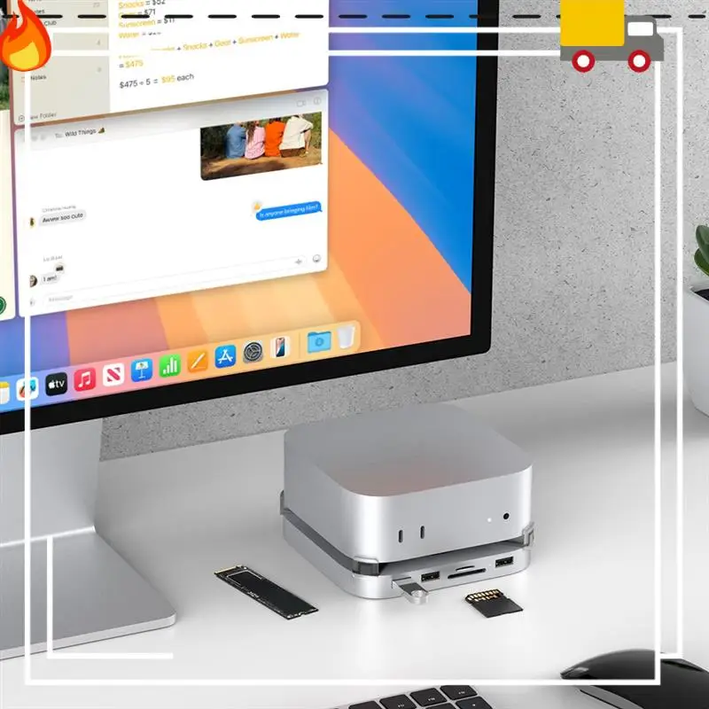 Discount-For Mac Mini USB C Hub With M.2 SSD Enclosure For Mac Mini M4/M4 Pro Stand Type-C Dock Station USB3.2 SD/TF4.0
