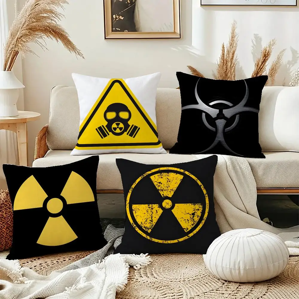 Bold Art Nuclear Symbol Cushion Cover Short Plush Pillowcase, Washable Wrinkle Resistant Cover for Bedroom Gift