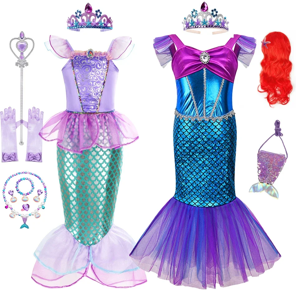 

Mermaid Dress Girls Kids Cosplay Dresses Princess Costume Perform Clothes Birthday Party Halloween Clothing