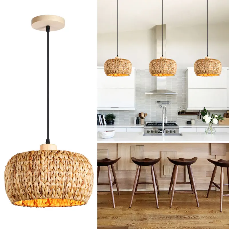 

Creative Rattan Bamboo Pendant Light Farmhouse Restaurant Lamp Vintage Southeast Homestay Hotel Hot Pot Bohemian Hanging Lamp