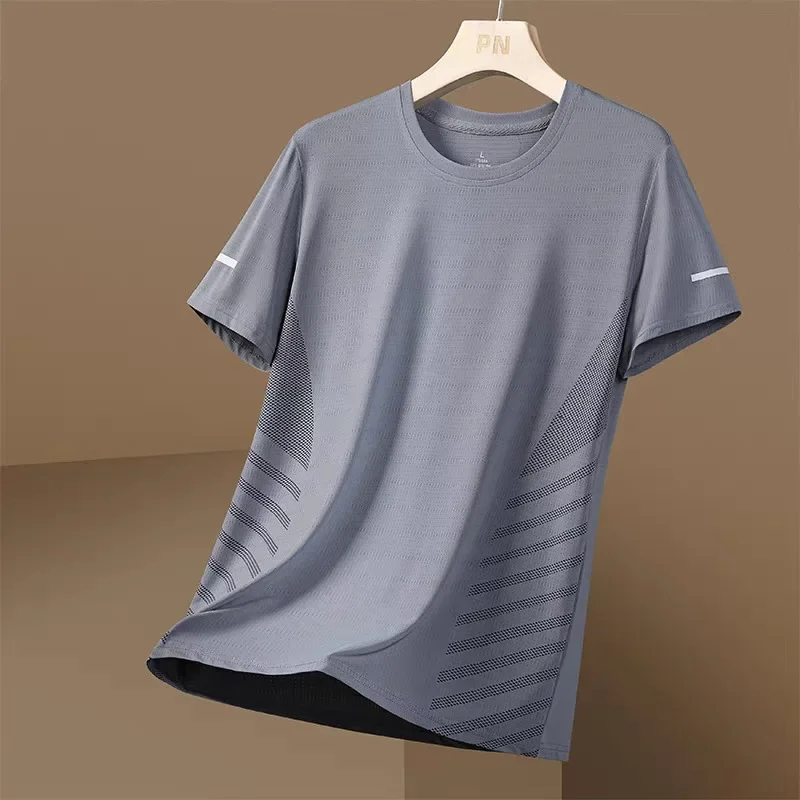 Summer Breathable Men Running T-shirt Fitness Sports Top Gym Training Jogging Casual Sportswear Sport Compression T Shirt Men