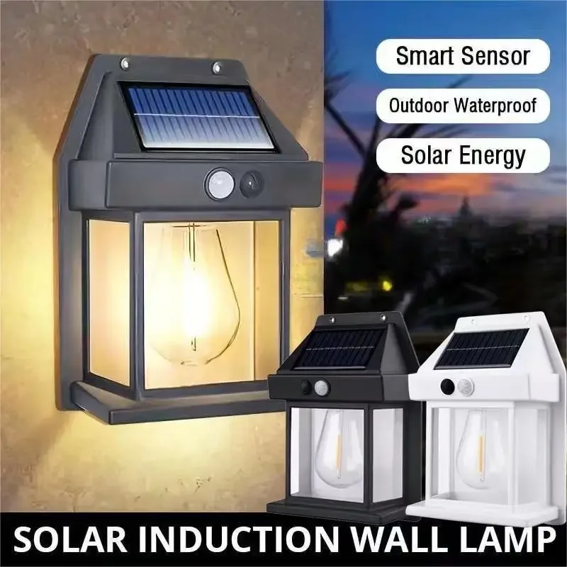 Outdoor Solar Wall Lamp Waterproof Tungsten Filament Lamp Induction Lamp Household Light Garden Wall Light