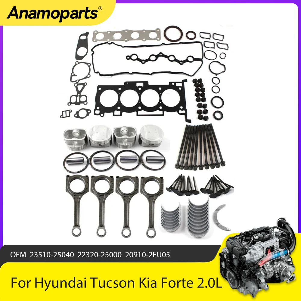 

Engine Parts Overhaul Rods Bolts Bearing Seal Head Gasket Kit Fit 2.0 G4KD GAS For Hyundai Tucson Kia Forte Forte5 2.0L 11-13 L4