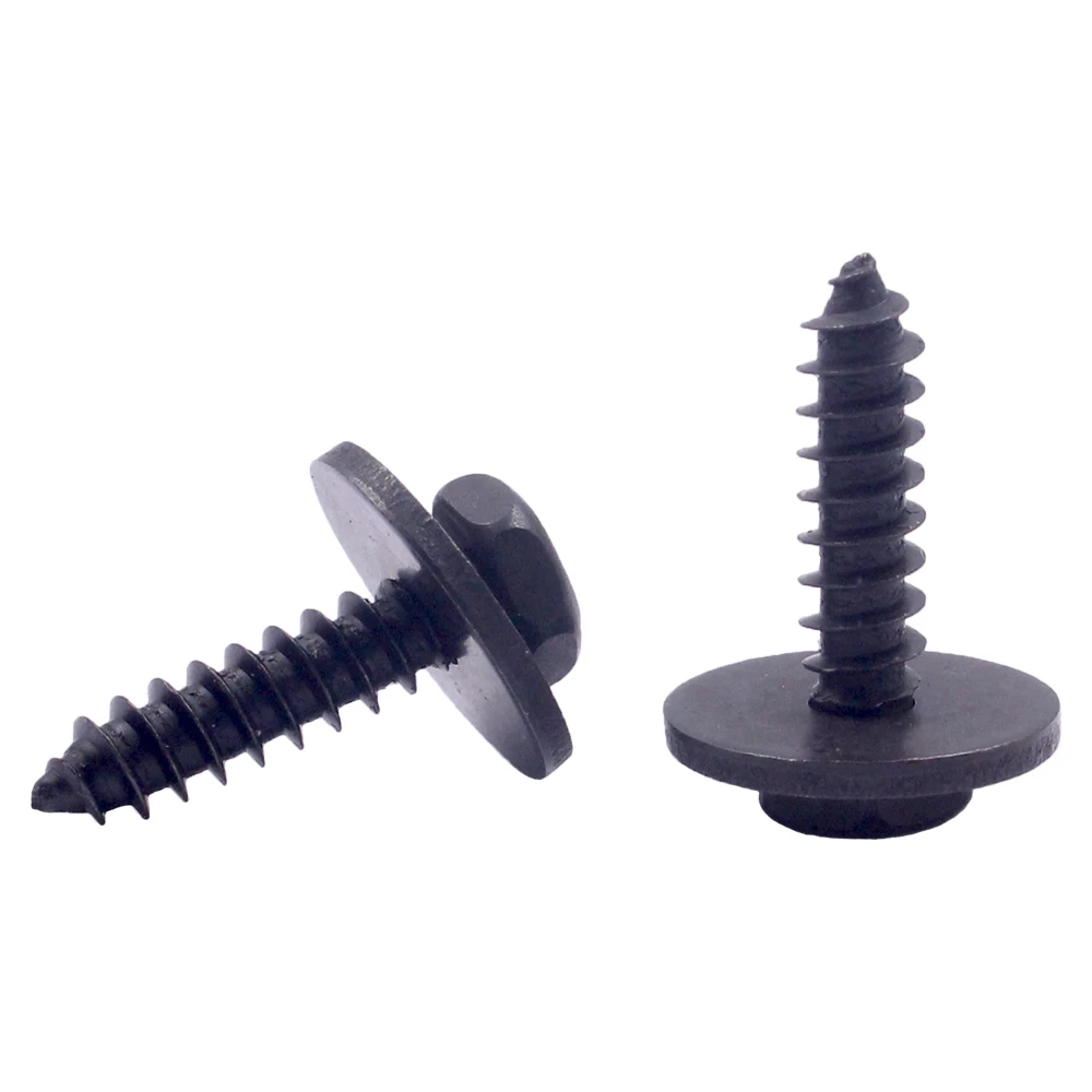 10Pcs Black 5mm Self Drilling Tapping Screw Hex Washer Head For BMW Self Tapping Bolt License Plate Screws