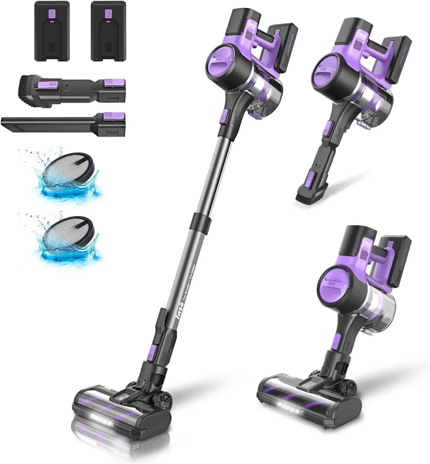 

S10P 26Kpa 350W Stick Cordless Vacuum Cleaner,3-Speed Power Model Hardwood Floor,2 Batteries to 100 Min, Pet Hair