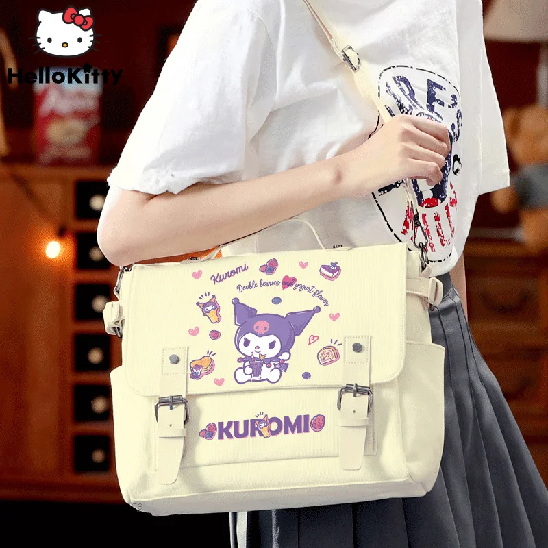 Sanrio Kuromi Cute Bags Cartoon Canvas Messenger Bag Women Casual Shoulder Bag Y2k Student Japan Style Satchels Female Handbags