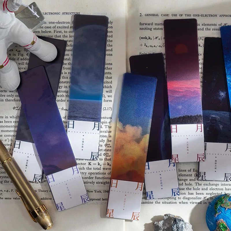 5pcs Sun Moon and Stars Series Bookmark PVC Reading Book Mark Dusk Clouds Book Page Marker Stationery Supplies