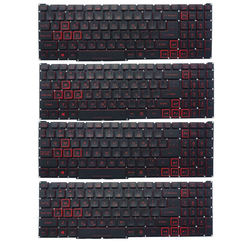 

NEW Canadian French CF/Arabic AR/Hebrew HB/Greek GK laptop keyboard For ACER Nitro 5 AN515-54 AN515-55 AN515-43 Red backlight