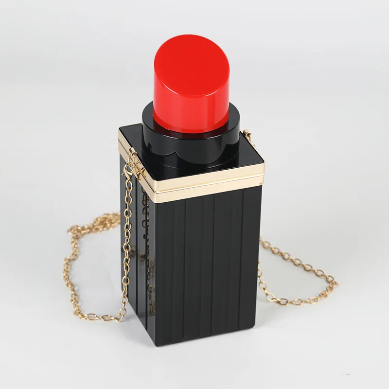

New Style Acrylic Lipstick Clutch for Ladies Evening Party Stylish Handbags Crossbody Shoulder Chain Bag Luxury Designer Purses