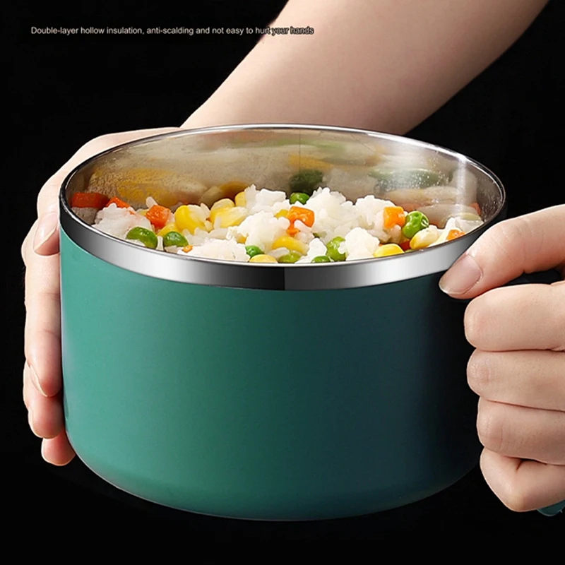 1200Ml Noodle Bowl With Lid, Stainless Steel Instant Noodle Bowl, Rapid Ramen Bowl With Filterable Lid