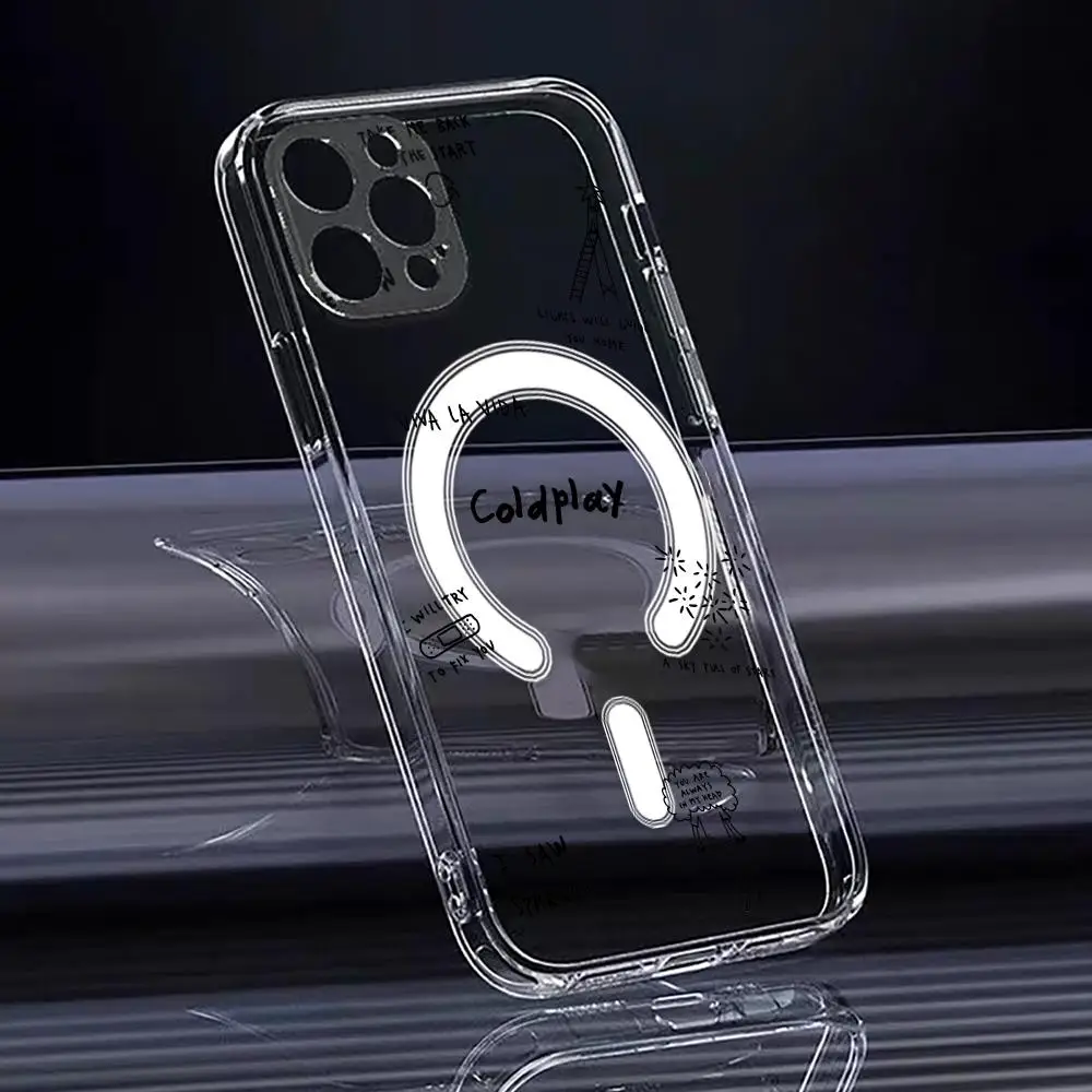 C-Coldplay Rapper Cool Phone Case For IPhone 17 16 15 14 13 12 Pro Max Plus Magnetic Crystal Clear Case Wireless Charge view 4
