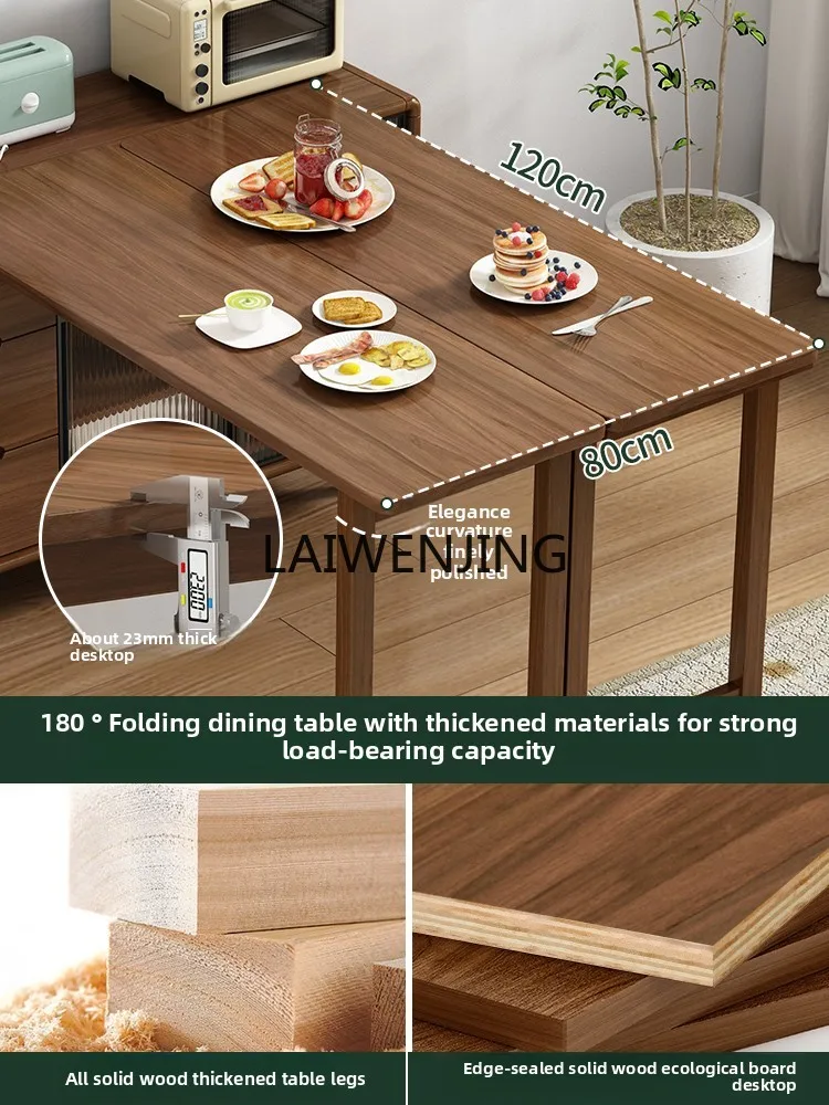 

SGF Nordic folding dining table side cabinet integrated retractable solid wood multi-functional dining table against the wall
