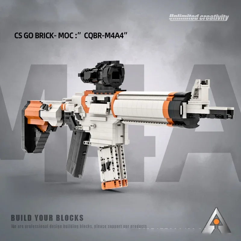 

CSGO Asiimov Brand New Factory M4A4 Building Block Gun Can Launch Adult Assembled Model Boy Birthday Gift