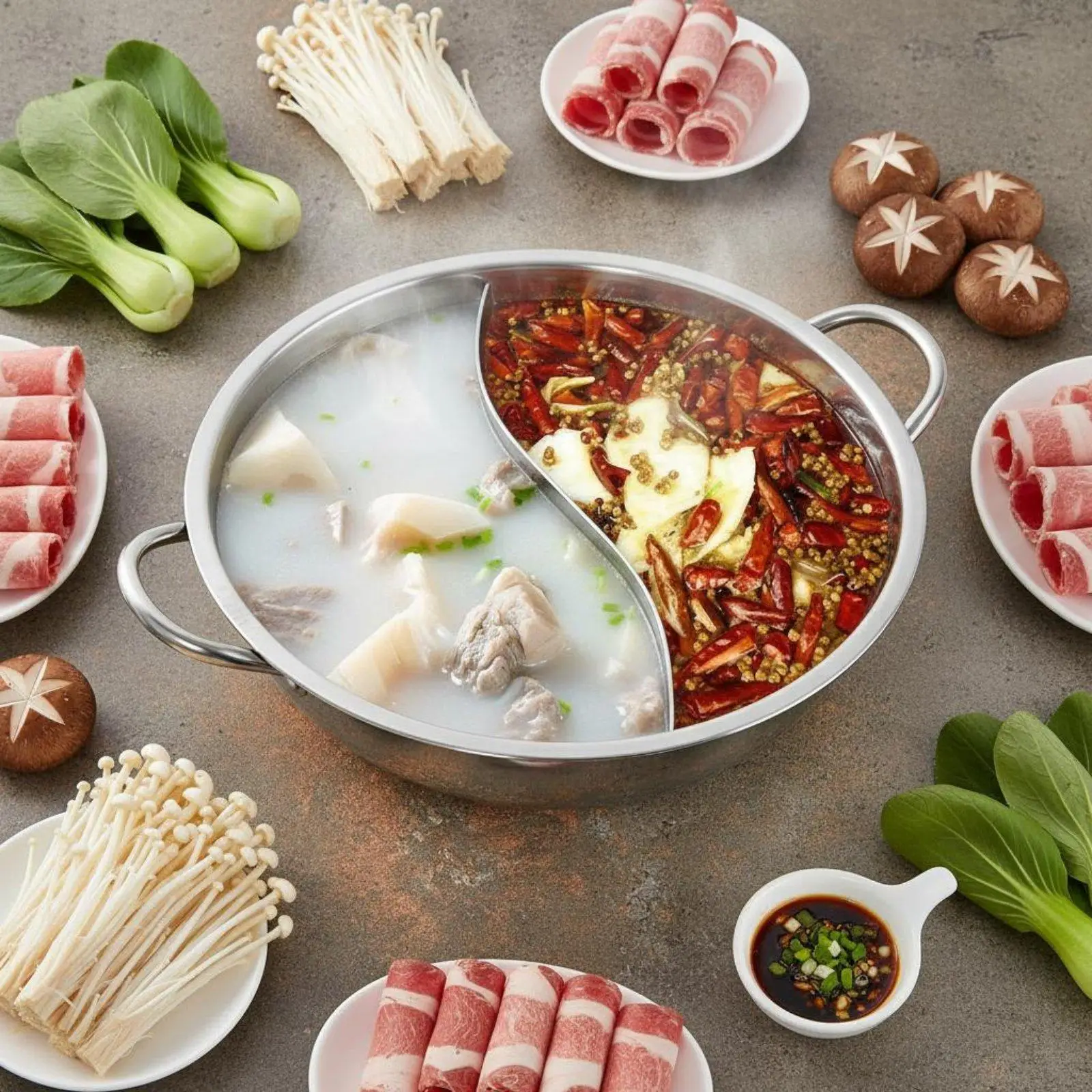 Dual Compartment Cookware S Divider Hot Pot Multicooker Soup Pot for Induction Cookers and Delicious Meals