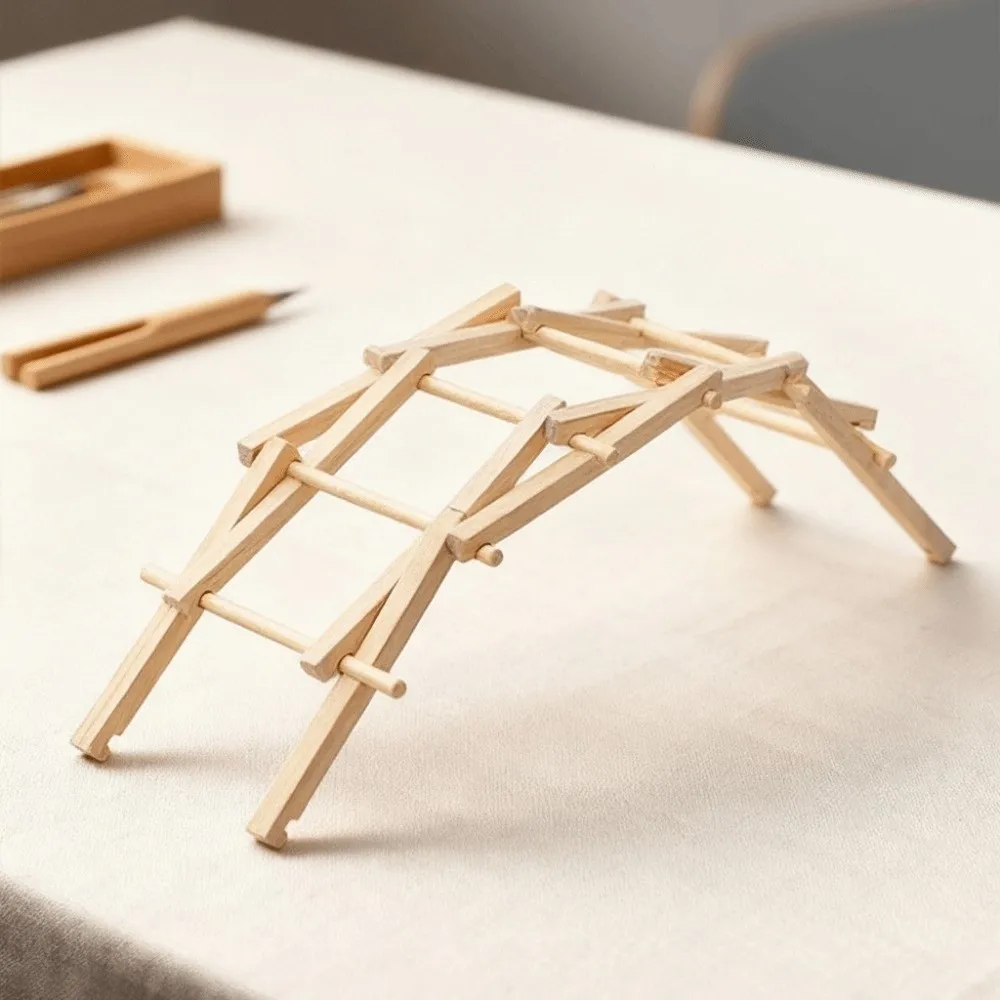 

Bailey Bridge Wooden Puzzle Science Experiment Model Kit Craft Wooden Strip Bridge DIY Assembly Handmade Model Children's Puzzle