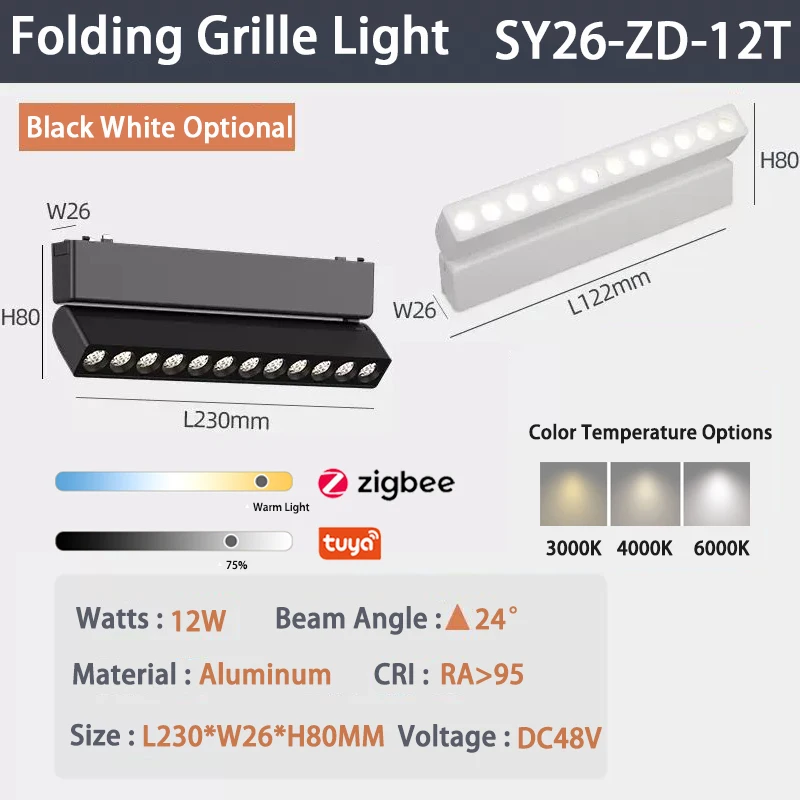 6MM Smart Tuya Zigbee Magnetisch Spoorlicht Dimbaar 48V Ultradunne Rail Opbouwmontagesysteem Zwart Wit Slanke Magneet Spoorlamp