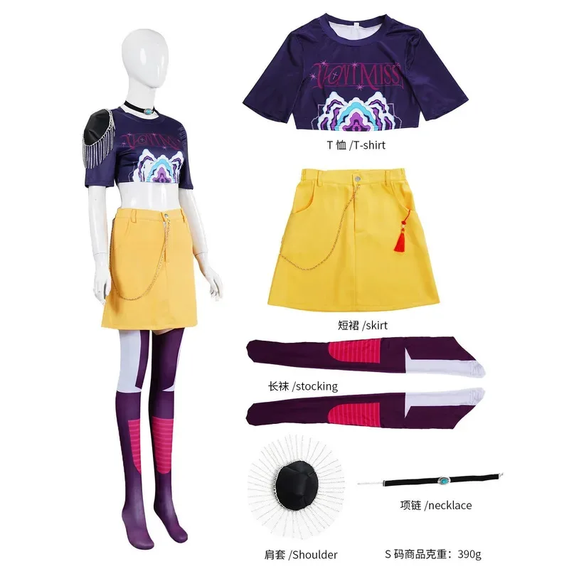 CyK-Pop Mira Rumi Zoey 악마 사냥꾼 코스프레 의상 가발 여성용 의류 소녀 그룹 아이돌 롤 플레잉 복장 할로윈 카니발 Su