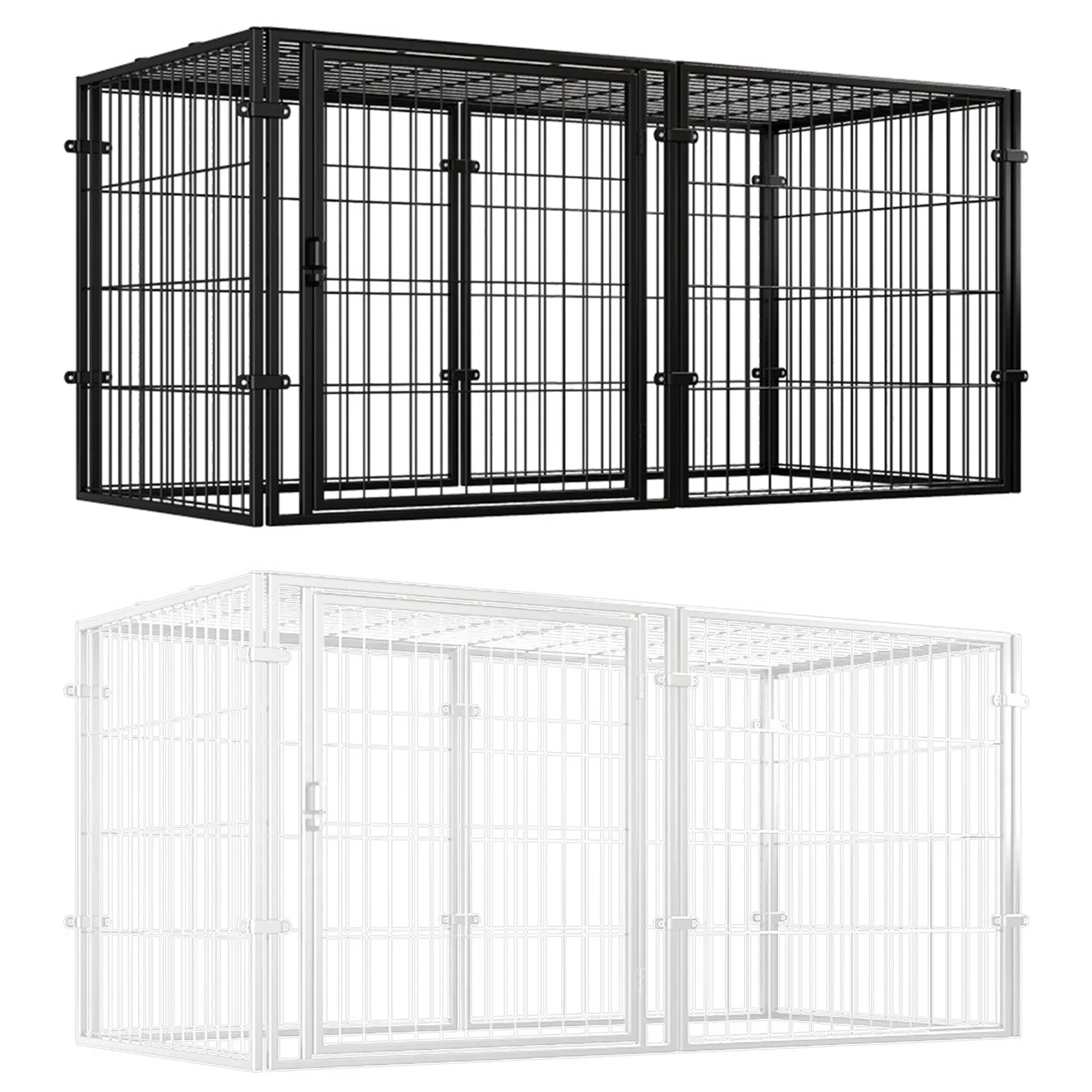 

48 Inch Kennel Cage Easy Assemble Heavy Duty Wire Dog Crates with Door Dogs Cage Kennel Metal Grid for Puppy Cat Rabbit Ferret