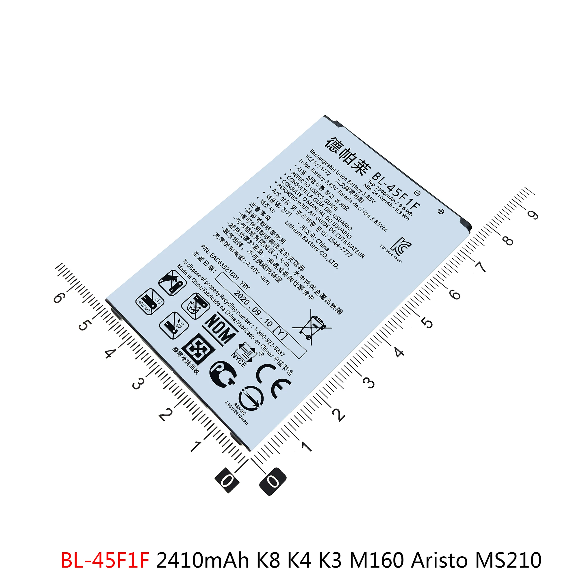 Batería de BL-45F1F para LG, k8, K4, K3, M160, Aristo, MS210, X230K, X240K, K20, TP260, K425, K428, K430H, K10, K20Plus