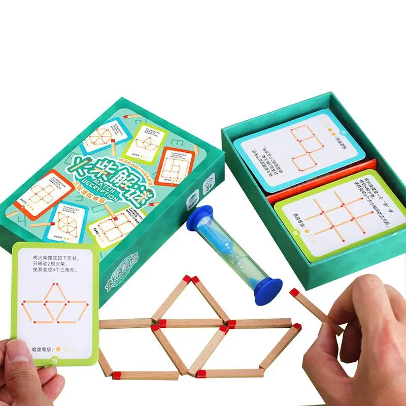 

Unique Brain Teasing Matchstick Puzzle Safe Wood Educational Matchstick Thinking Puzzles Interactive Brain Teasing Challenges