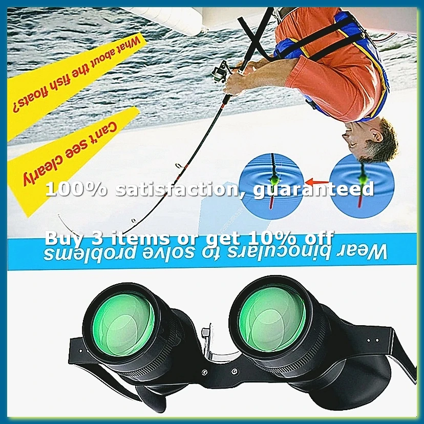 ●Fishing Binoculars Glasses Portable Hands Free Binoculars Telescope 10X Zoom Glasses for Outdoor Fishing Bird Watching