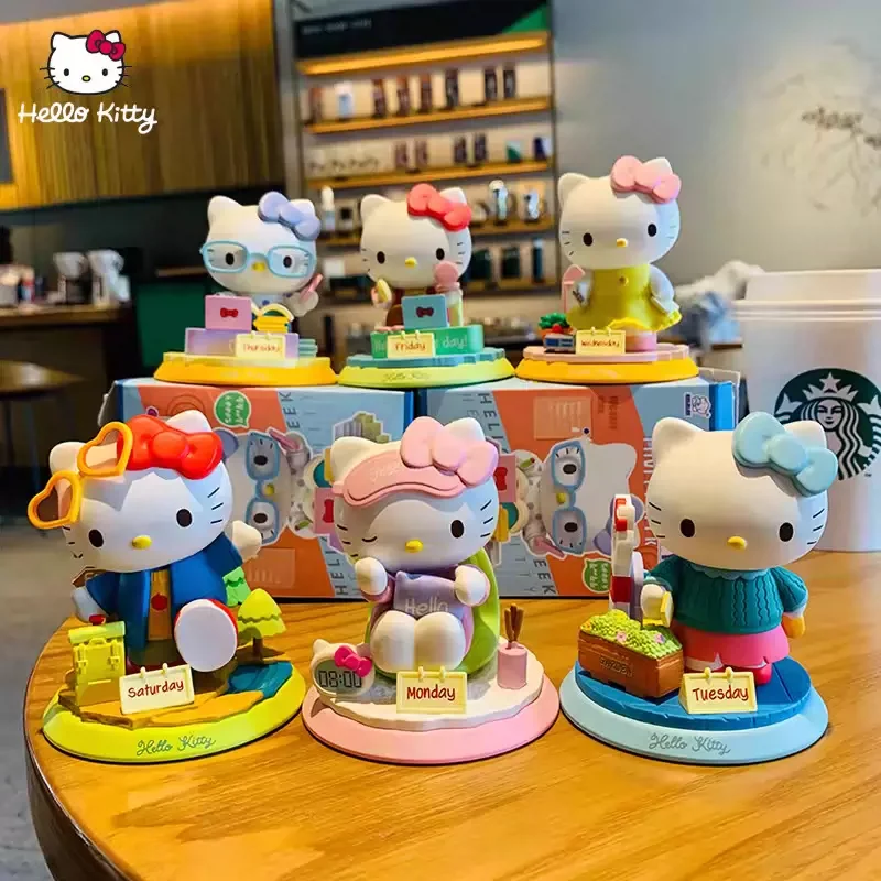 SANRIO HelloKitty อนิเมะชุดกล่องตาบอดชุดตุ๊กตาตุ๊กตาขยับแขนขาได้กล่องเซอร์ไพรส์โมเดลน่ารักของขวัญวันเกิดสำหรับเด็ก