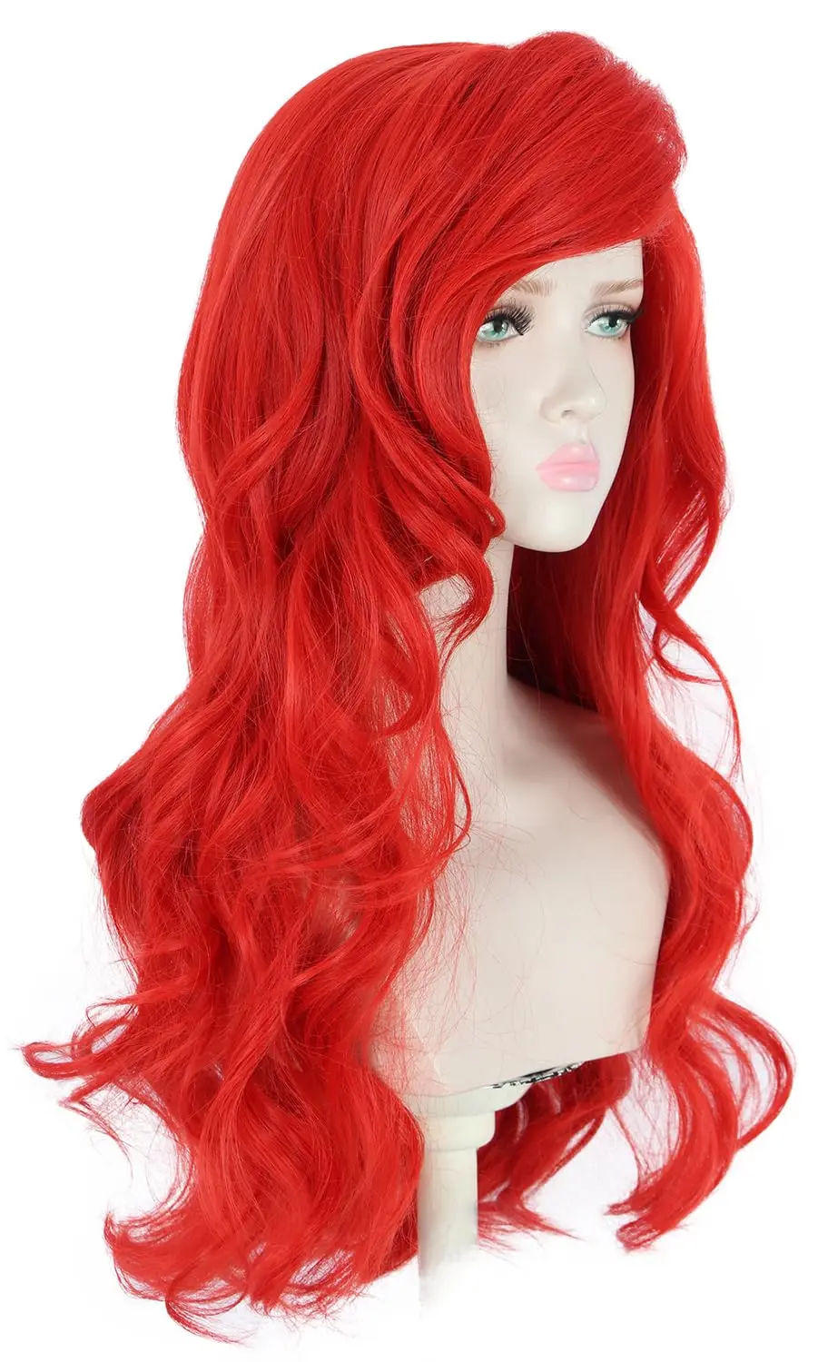 여자 빨간 합성 헤어 가발, 긴 웨이브 할로윈 코스프레, 코스튬 애니메이션 가발, 파티 애니메이션 코스프레 헤어
