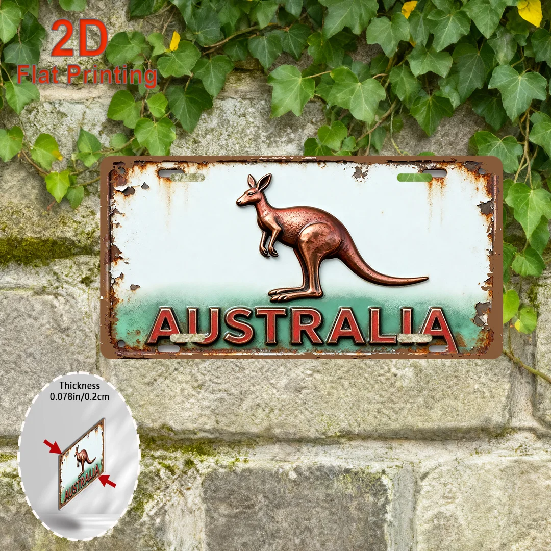 2D Flat Printing, 1pc, Vintage Decorative Sign, Decorative Plaque And Ornament (15.24 cm X 30.48 cm), Australian Decor, Regional