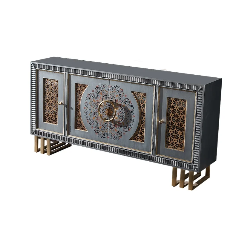 

European style dining edge, American style light luxury solid wood home, living room storage, retro decorative cabinet