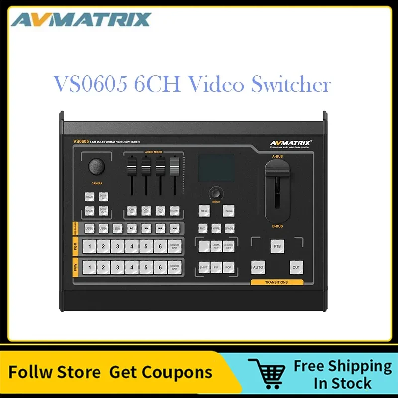 

Avmatrix VS0605 6CH SDI/HDMI Multi-format Live Production Streaming Video Switcher With PGM Recorder