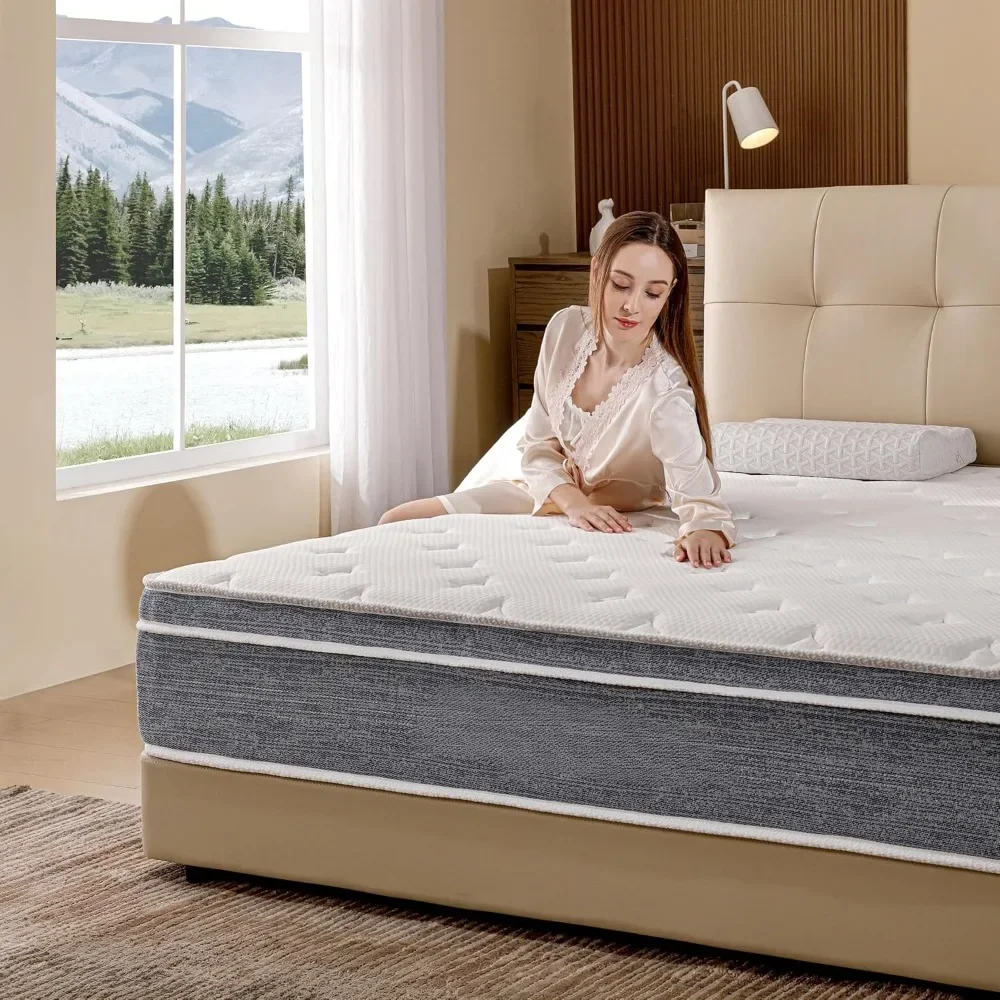 

Mattress in a Box,10 Inch Queen Mattresses,Gel Memory Foam Medium Firm Grey Hyrid Mattress,Quality Comfort and Adaptive