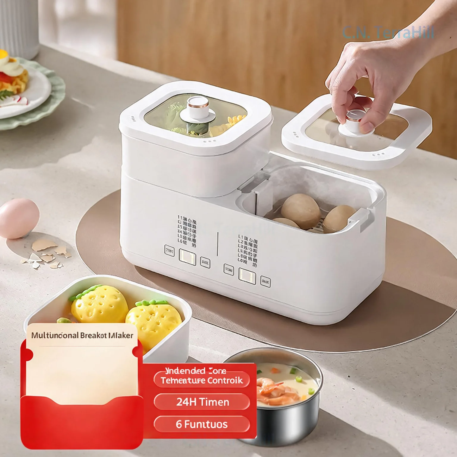 Baby Food Maker - เครื่องนึ่งไข่สำหรับครัวในบ้าน, เครื่องทำอาหารเด็กอเนกประสงค์, หม้อต้มอาหารเช้าพร้อมระบบตัดไฟอัตโนมัติ