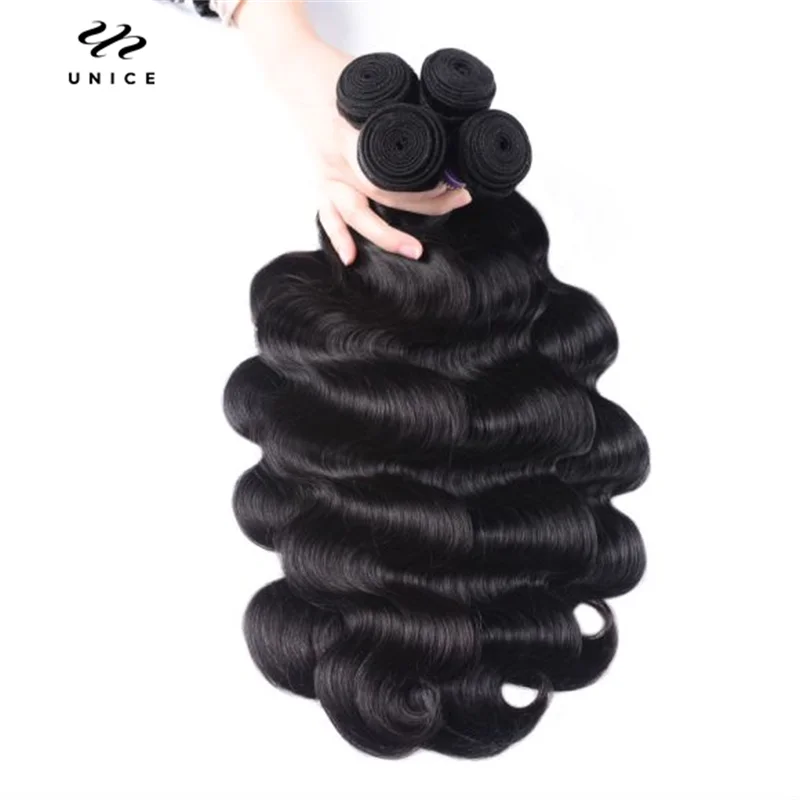 Unice Hair 8A Body Wave Brazilian Hair Weave Bundles 1/3 /4 Piece 8-30inch 2023 Cost effective Human Hair Bundles