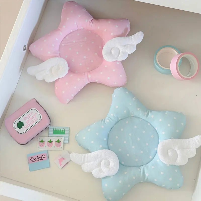 Korean-Style Blue and Pink Polka Dot Star Wings Thickened Cotton-Filled Heat-Insulating Coaster Cabo Photo Prop
