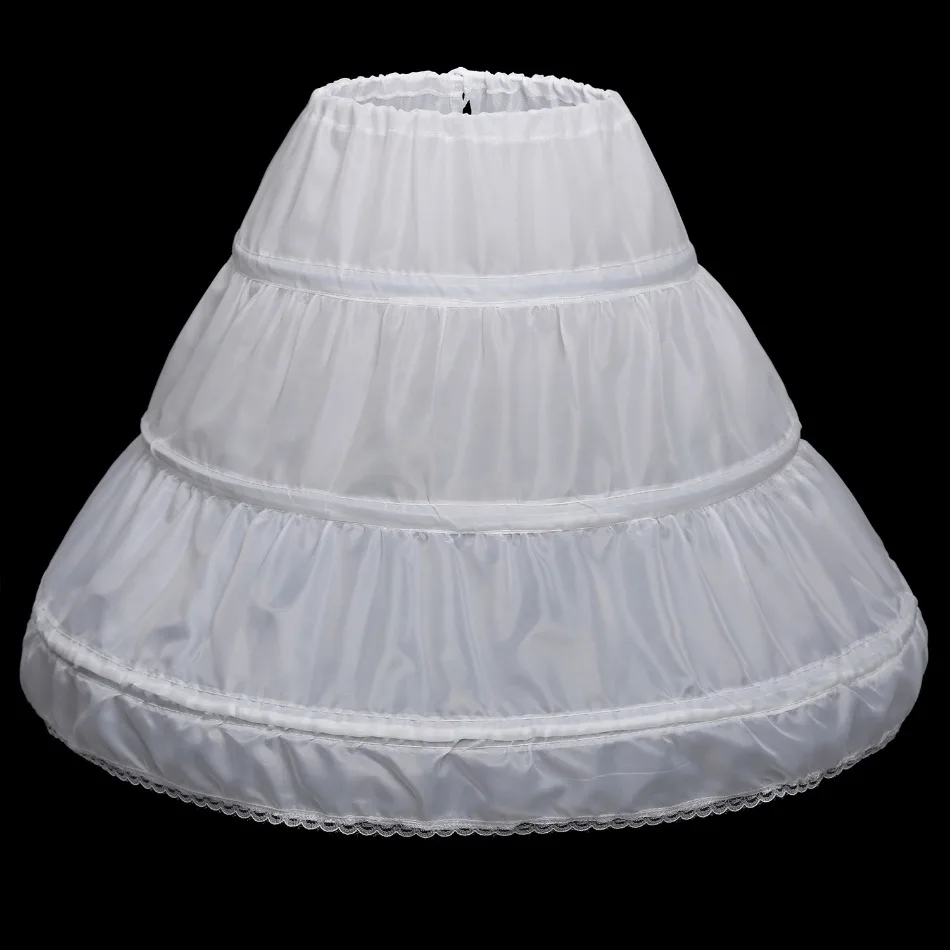 Kinder 2-3-Reifiger Petticoat-Rock, Weißer Unterrock, Mädchen Hochzeits- und Bühnen-Ballkleid, Krinoline für Partykleider, Damen-Bustle – Detail 1
